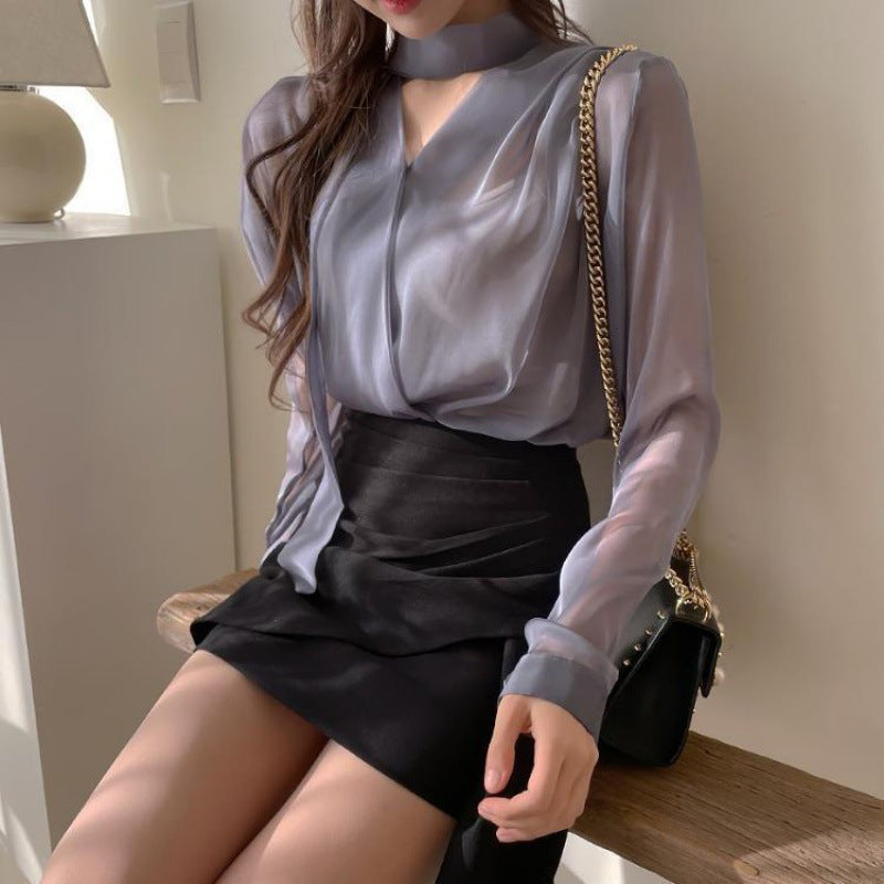 Bluse mit Bindekragen und langen Ärmeln Fashion Bullet