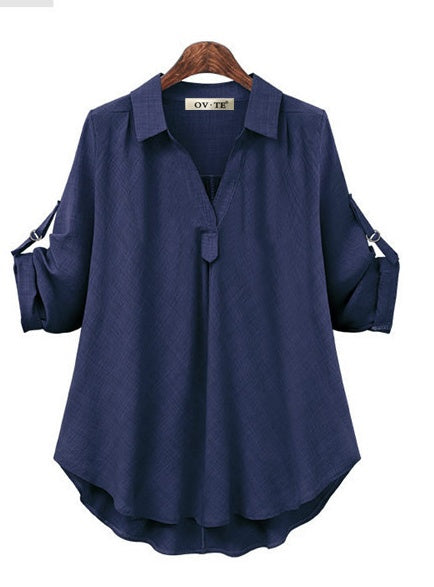 Locker geschnittene Bluse mit Knopfleiste und variablen Ärmeln Fashion Bullet