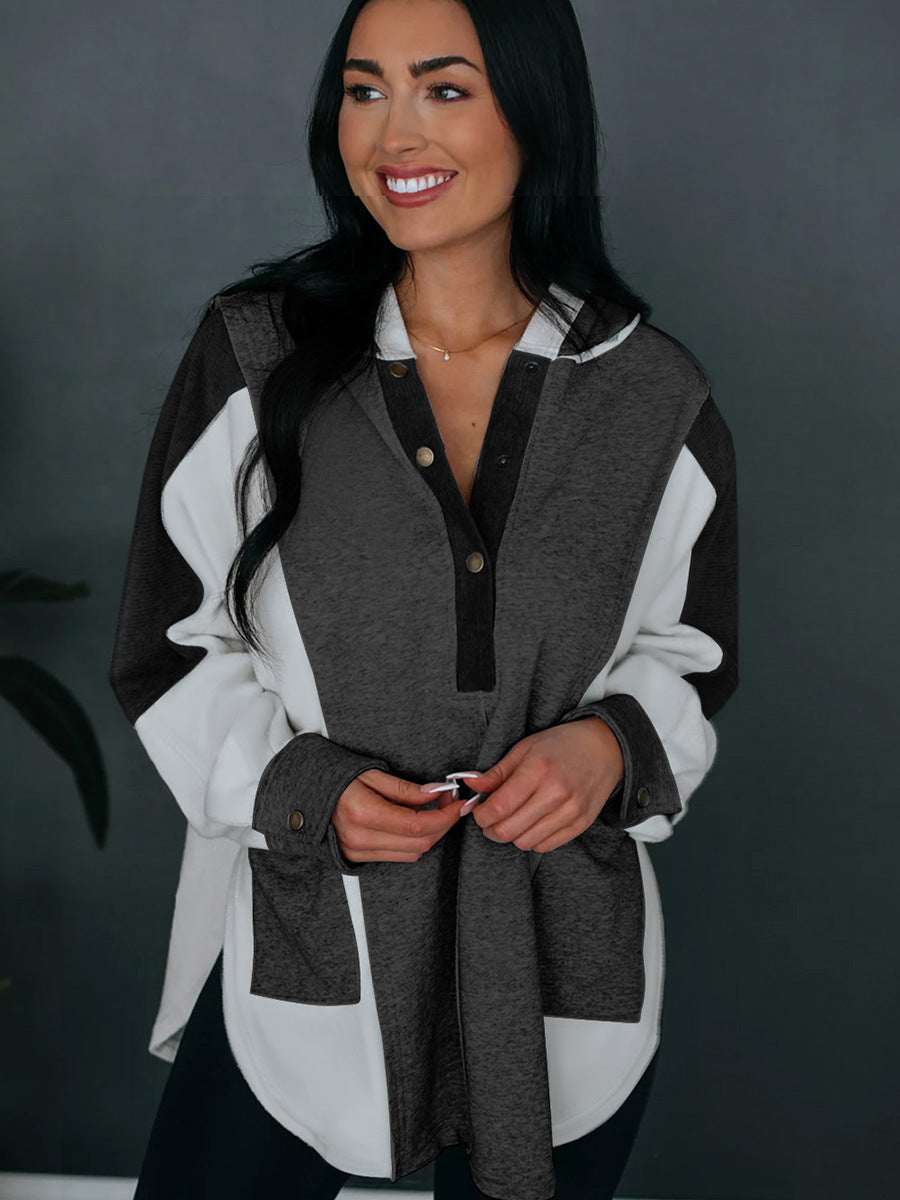 Locker geschnittene Bluse mit Knopfleiste und Kragen Fashion Bullet