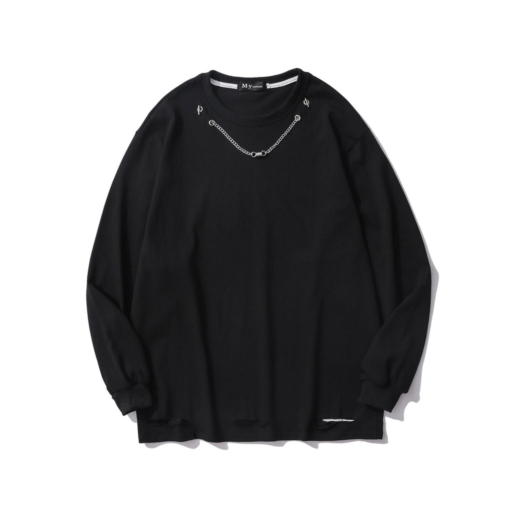 Oversize Sweatshirt mit Kettendetail am Ausschnitt Fashion Bullet