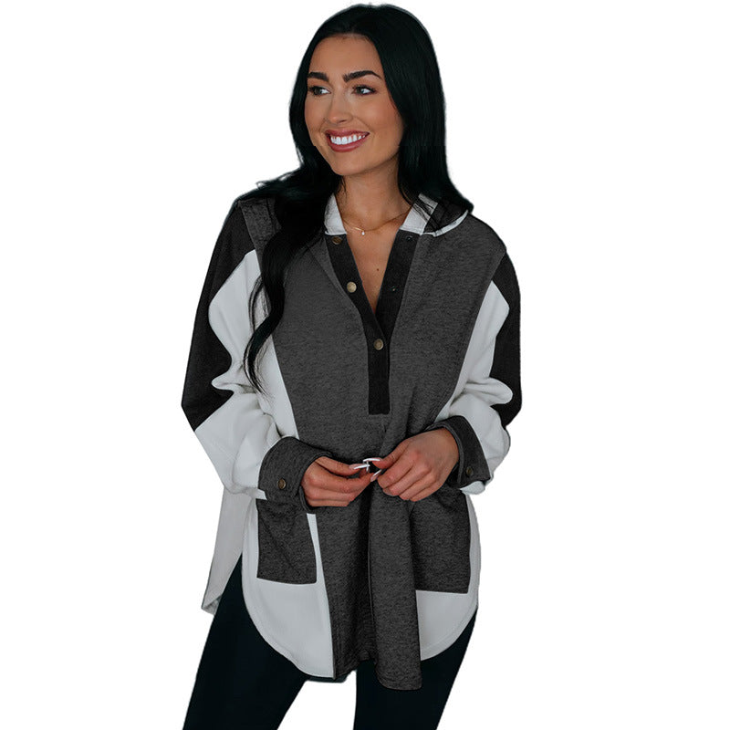 Locker geschnittene Bluse mit Knopfleiste und Kragen Fashion Bullet