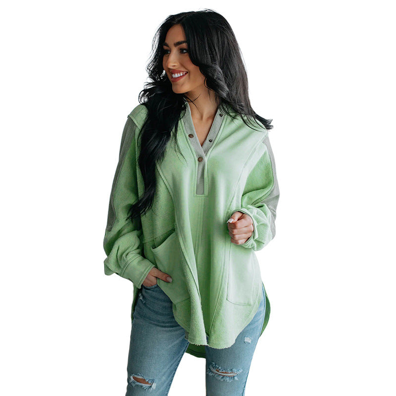 Locker geschnittene Bluse mit Knopfleiste und Kragen Fashion Bullet