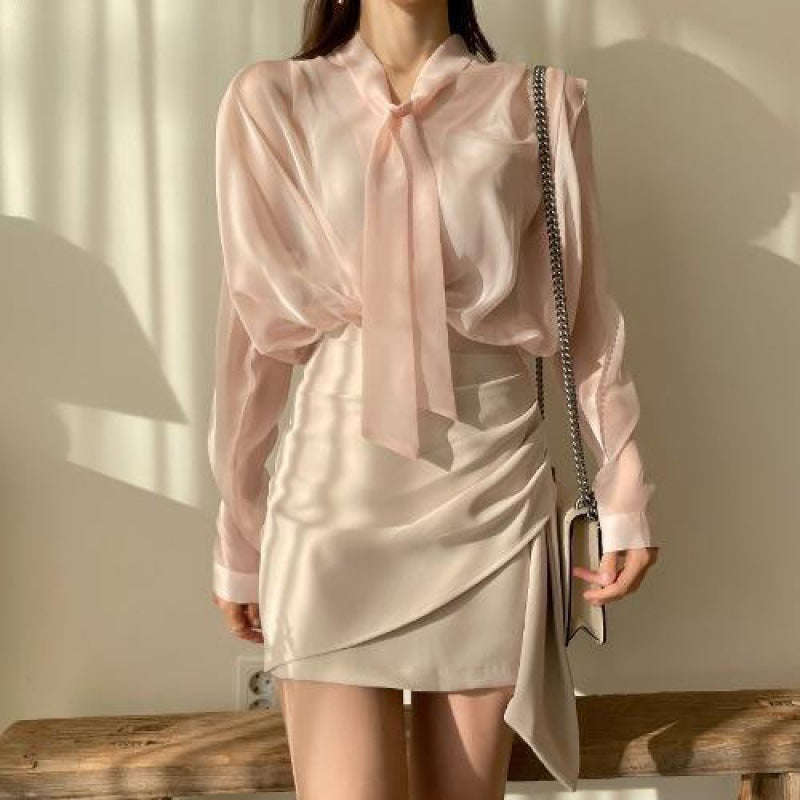 Bluse mit Bindekragen und langen Ärmeln Fashion Bullet