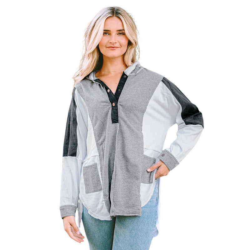 Locker geschnittene Bluse mit Knopfleiste und Kragen Fashion Bullet