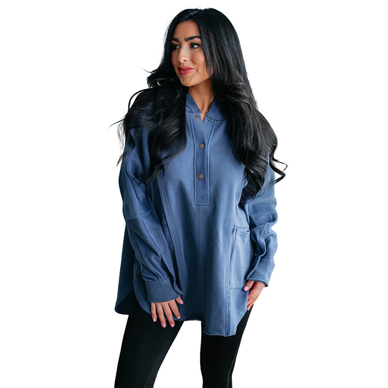 Locker geschnittene Bluse mit Knopfleiste und Kragen Fashion Bullet